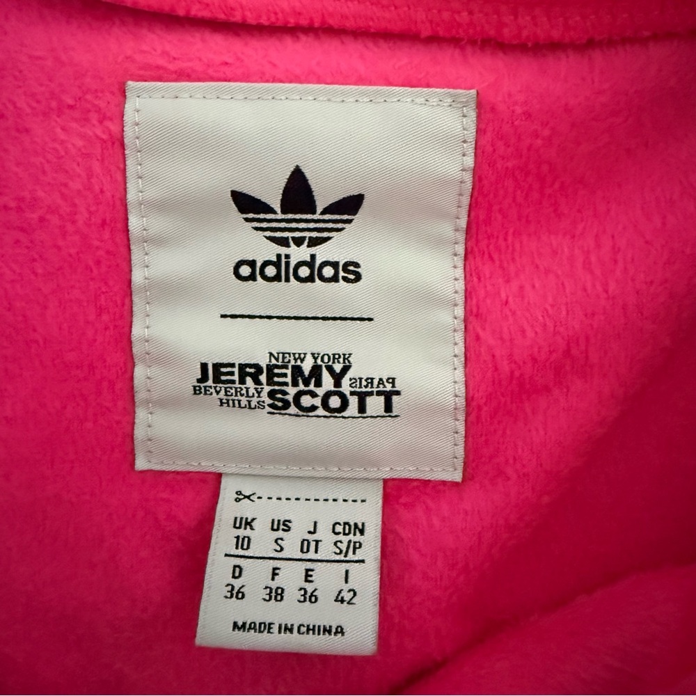 JEREMY SCOTT x ADIDAS Cropped Velour Track Jacket Bra Top Women’s Size Small - Picture 9 of 13